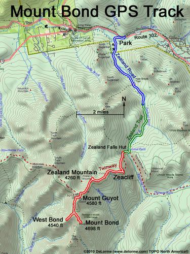 GPS track to Mount Bond in New Hampshire
