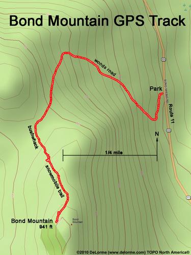 GPS track to Bond Mountain in Maine