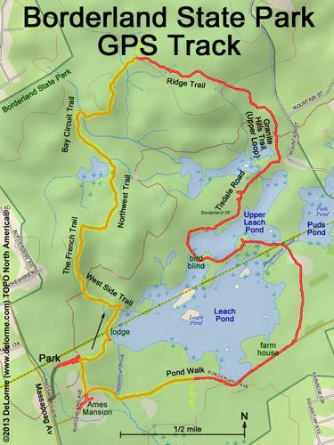 GPS track at Borderland State Park in eastern Massachusetts