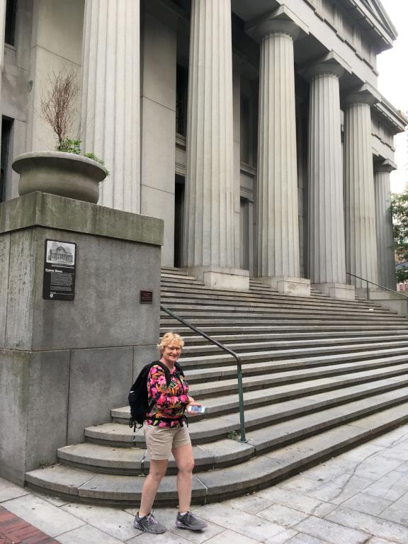 Andee likes the historic Custom House with its 42-ton single-piece-of-granite columns