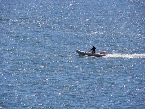 boaters enjoying beautiful weather near Spectacle Island at Boston Harbor in Massachusetts