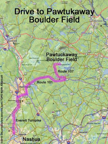Pawtuckaway Boulder Field drive route
