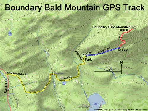 GPS track to Boundary Bald Mountain in Maine