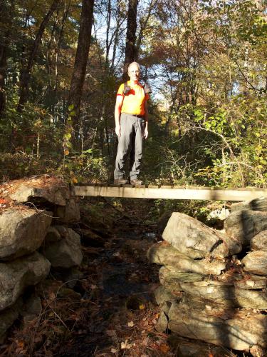 Fred on a footbridge at Bowers Springs Conservation Area in northeastern Massachusetts