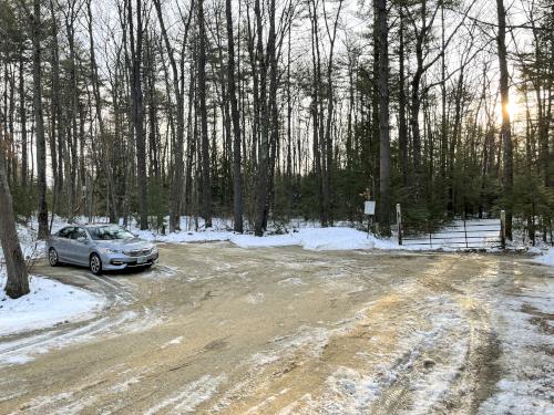 parking in December at Bow Woods near Bow in southern New Hampshire