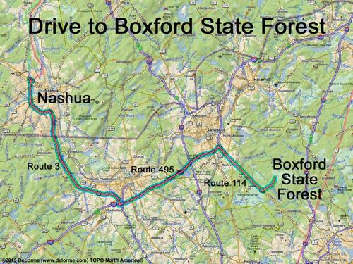 Boxford State Forest drive route
