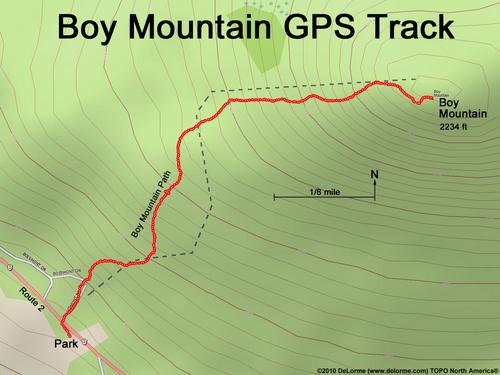 GPS track to Boy Mountain in New Hampshire