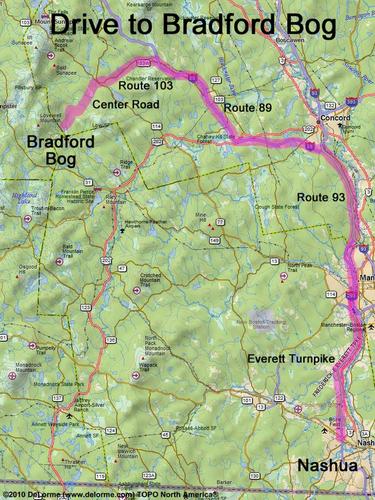 Bradford Bog drive route