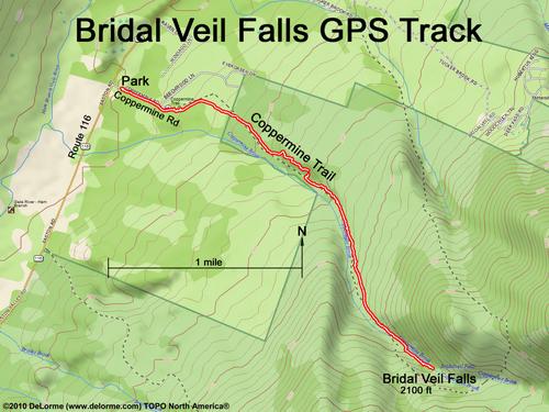 GPS track to Bridal Veil Falls in New Hampshire