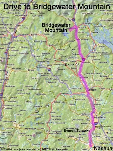Bridgewater Mountain drive route
