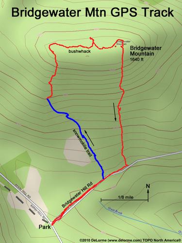 GPS track to Bridgewater Mountain in New Hampshire