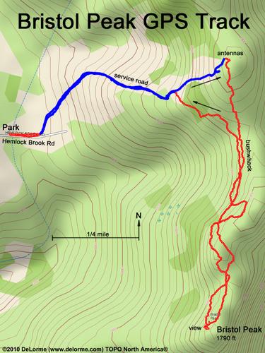 GPS track to Bristol Peak near Newfound Lake in New Hampshire