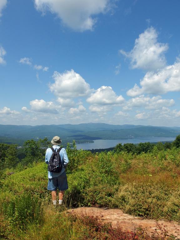 view west over Newfound Lake toward Mount Cardigan from Bristol Peak in New Hampshire