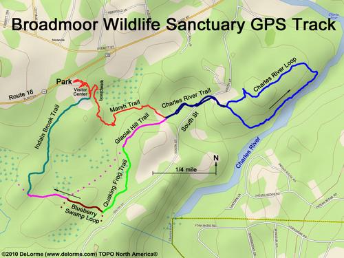 GPS track through Broadmoor Wildlife Sanctuary in Eastern Massachusetts