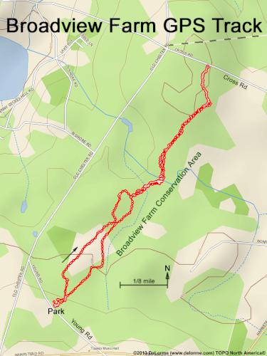 GPS track in January at Broadview Farm Conservation Area in southern NH