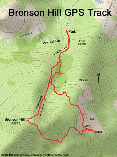 GPS track to Bronson Hill in New Hampshire