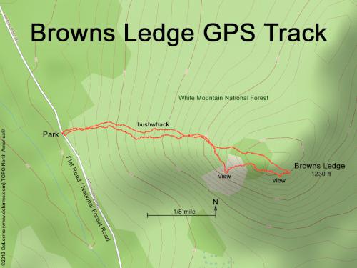 GPS track at Browns Ledge in western Maine