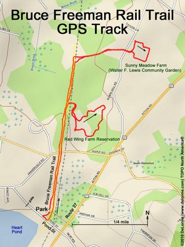 GPS track at Bruce Freeman Rail Trail in northeastern Massachusetts