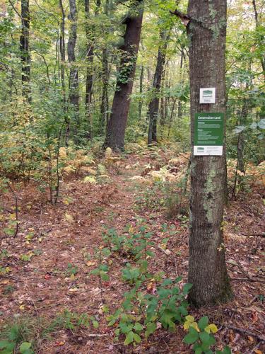 trail signs at the start of the hike to Bruin Hill near North Andover in northeastern Massachusetts