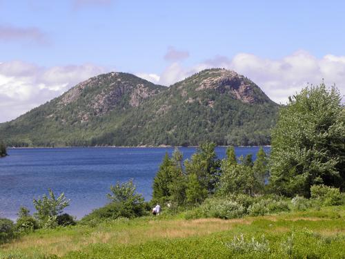 The Bubbles as seen from Jordan Pond House at Acadia National Park in Maine