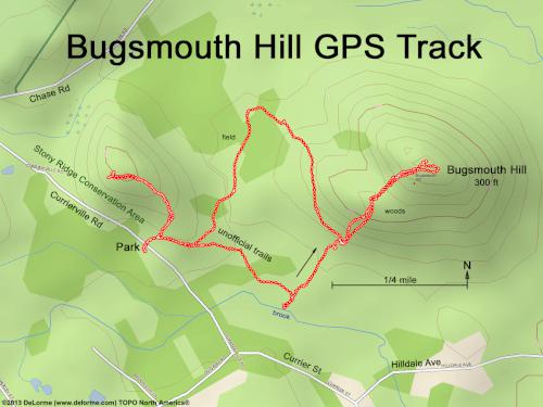 GPS track in February at Bugsmouth Hill in southeastern New Hampshire