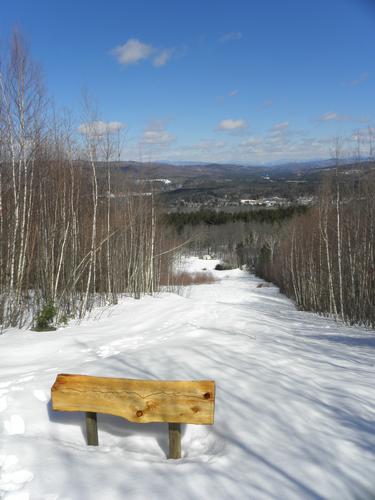 view down slope from the trail to Burleigh Mountain in New Hampshire