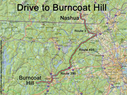 Burncoat Hill drive route
