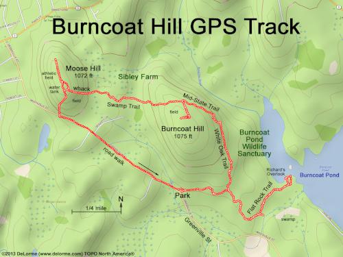 GPS track at Burncoat Hill near Spencer MA