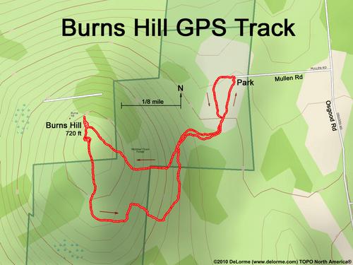 GPS track to Burns Hill in New Hampshire