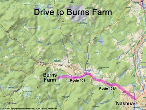Burns Farm drive route