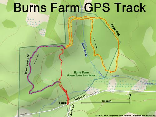 GPS track through Burns Farm in southern New Hampshire