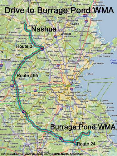 Burrage Pond WMA drive route