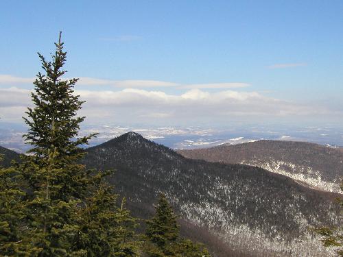 winter view of The Horn from Mount Cabot in New Hampshire