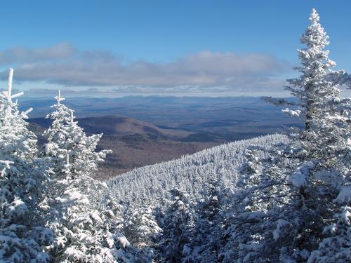 snowy view in November from Mount Cabot in New Hampshire