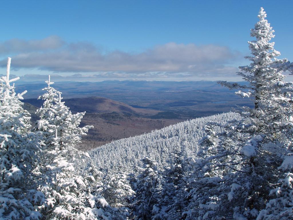 snowy view in November from Mount Cabot in New Hampshire