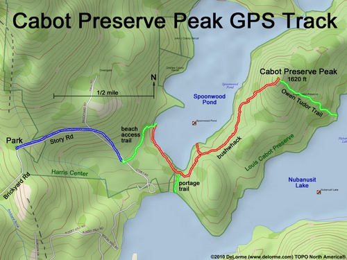 GPS track to Cabot Preserve Peak in New Hampshire