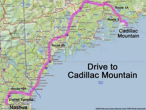 Cadillac Mountain drive route
