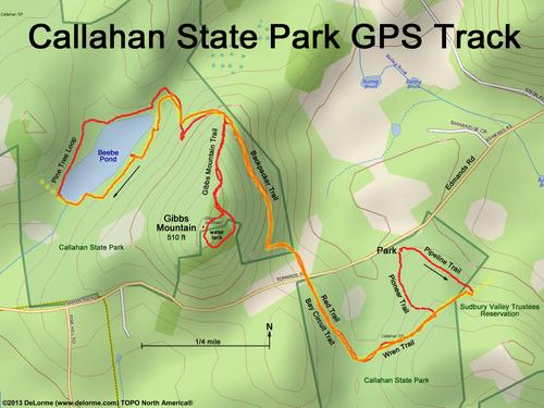 GPS track at Callahan State Park in eastern Massachusetts
