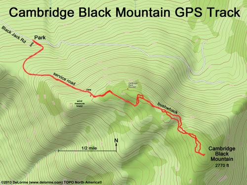 GPS track to Cambridge Black Mountain in northern New Hampshire