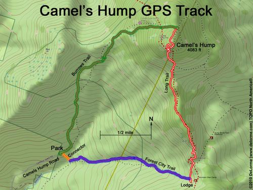 GPS track to Camels Hump in Vermont