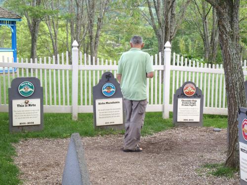 visitor at the Flavor Graveyard at Ben and Jerry's Ice Cream Factory in Vermont