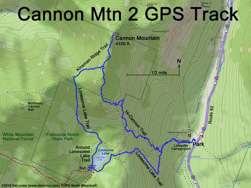 GPS track to Cannon Mountain in New Hampshire
