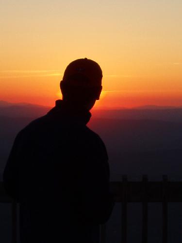 sunset silhouette on Cannon Mountain in New Hampshire