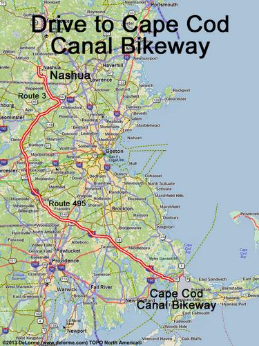 Cape Cod Canal Bikeway drive route