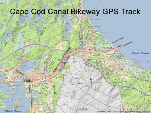 GPS track in October on the Cape Cod Canal Bikeway in eastern Massachusetts