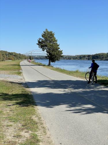 Andee starts out in October on the Cape Cod Canal Bikeway in eastern Massachusetts