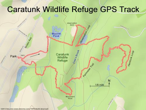 GPS track in March at Caratunk Wildlife Refuge in eastern Massachusetts