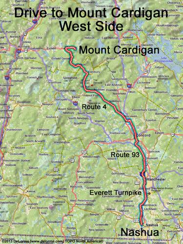 Mount Cardigan West Side drive route