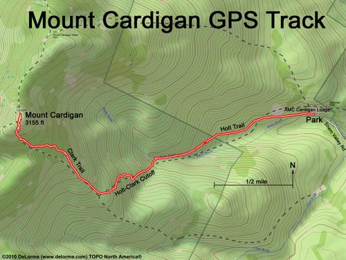 GPS track to Mount Cardigan in New Hampshire