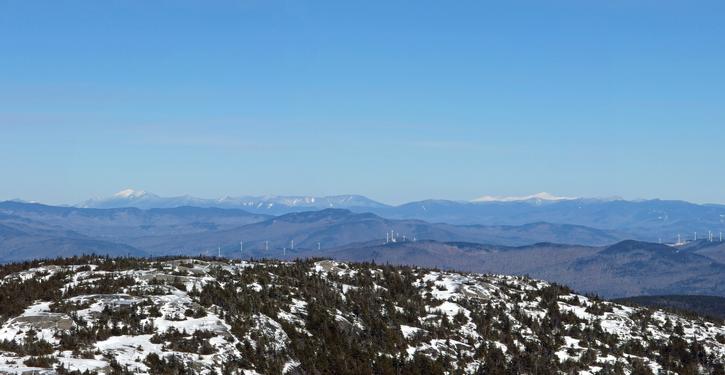 winter view of the White Mountains from Mount Cardigan in New Hampshire